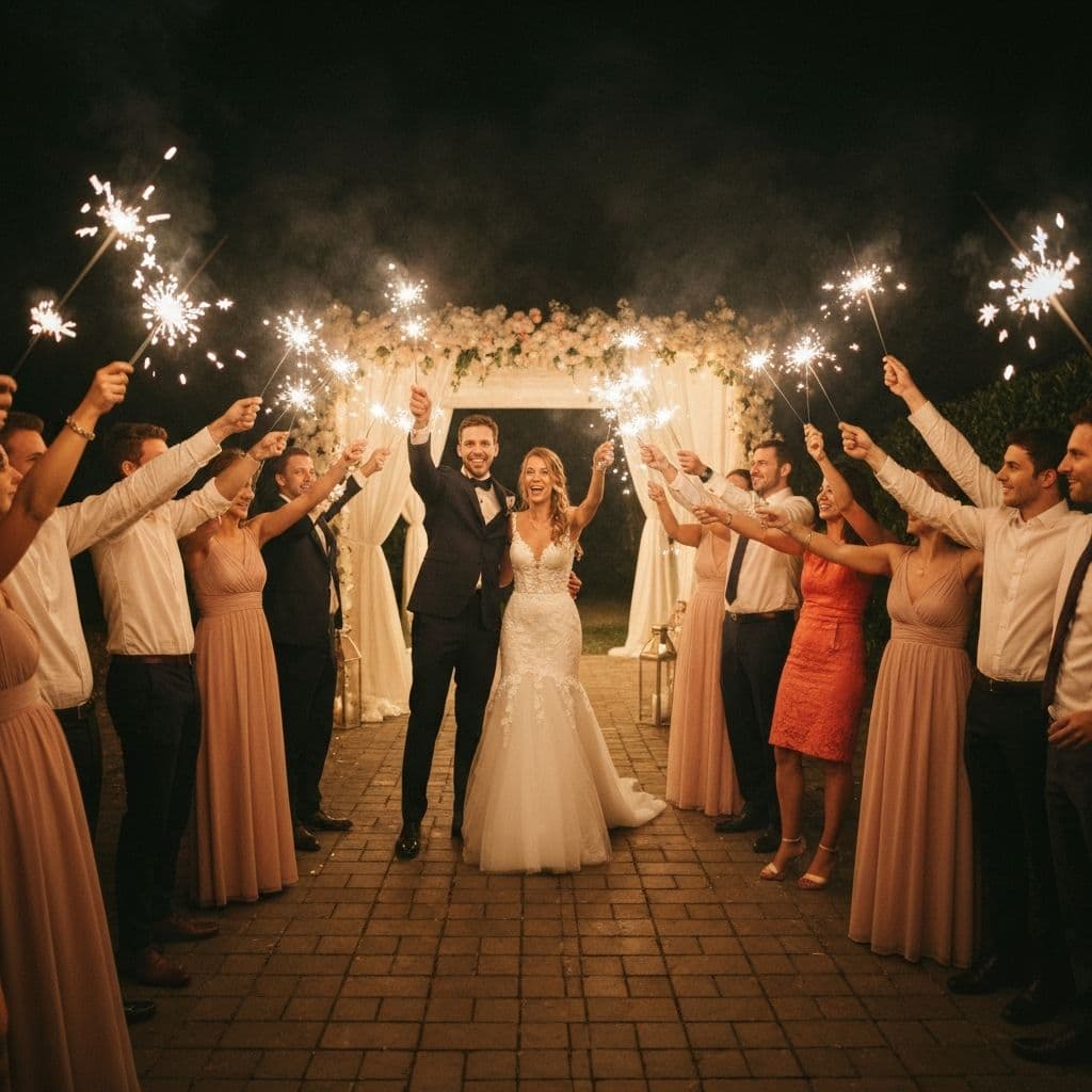 Wedding celebration with sparklers